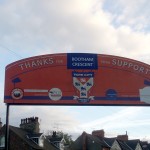 Thanks for your support sign at York City's Bootham Crescent, formerly Kitkat crescent
