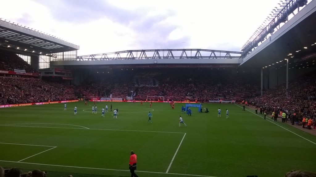 Anfield, the home of Liverpool before the Premier League Match against Hull